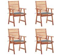 WDGJJFECNMUEHI 4 Pcs Acacia Wood Outdoor Dining Chairs with Cushions, Weather-Resistant Patio Garden Furniture Set, Rustic Design with Waterproof Seat Cushions for Terrace Backyard