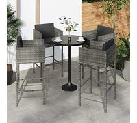 WDGJJFECNMUEHI 4 Pcs Bar Stools with Gray Cushions, Outdoor Poly Rattan Counter Height Stools for Patio Garden Restaurant, Durable Powder Coated Steel Frame, 76cm Seat Height, Easy to Move and Clean