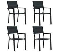 WDGJJFECNMUEHI 4 Pcs Black Garden Chairs HDPE Wood Look, Outdoor Patio Furniture Set, Weather-Resistant Steel Frame, Lightweight & Durable for Terrace, Balcony