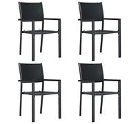 WDGJJFECNMUEHI 4 Pcs Black Garden Chairs Plastic Rattan Style Outdoor Dining Set for Patio Terrace Backyard Weather Resistant Lightweight Steel Frame