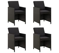 WDGJJFECNMUEHI 4 Pcs Black Garden Chairs with Cushions, PE Rattan Outdoor Dining Chairs Set, Modern Patio Furniture for Terrace, Balcony, Backyard, Weatherproof Steel Frame with Armrests