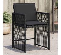 WDGJJFECNMUEHI 4 PCS Black Garden Chairs with Cushions, PE Rattan Outdoor Patio Furniture Set, Foldable Backrest, Weather-Resistant & UV-Protected for Terrace, Poolside