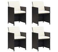 WDGJJFECNMUEHI 4 Pcs Black Polyrattan Garden Dining Chairs with Cushions, Outdoor Patio Furniture Set for Terrace, Weather-Resistant PE Wicker with Powder-Coated Steel Frame, Comfortable Seating