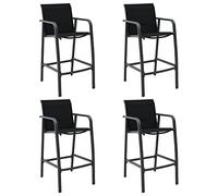 WDGJJFECNMUEHI 4 Pcs Black Textilene Bar Stools for Garden Patio Balcony, Folding Chairs with Steel Frame, Weather-Resistant Outdoor Seating, Supports 110kg, Easy Assembly