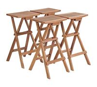 WDGJJFECNMUEHI 4 PCS Folding Bar Stools Solid Teak Wood Outdoor Garden Patio Furniture Set Water-Based Finish Elegant Space-Saving Chairs 75cm Height