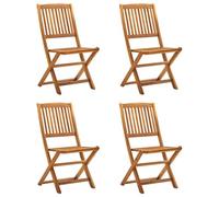 WDGJJFECNMUEHI 4 Pcs Folding Garden Chairs Acacia Solid Wood Outdoor Dining Set for Patio Terrace Balcony Weatherproof Foldable Easy Assembly Natural Finish