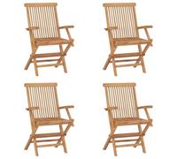 WDGJJFECNMUEHI 4 Pcs Folding Garden Chairs Solid Teak Wood Outdoor Furniture Set for Patio Balcony Terrace Comfortable Foldable Seating with Smooth Finish Weather-Resistant Durable Design