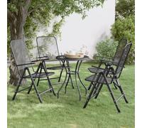 WDGJJFECNMUEHI 4 PCS Folding Garden Chairs with Adjustable Backrest, Steel Frame & Expanded Metal Mesh, Anthracite Color for Patio, Poolside, Outdoor Relaxation with Family & Friends