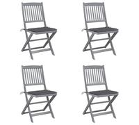 WDGJJFECNMUEHI 4 Pcs Folding Garden Chairs with Cushions, Solid Acacia Wood Outdoor Dining Chairs for Patio, Terrace, Backyard, Weather-Resistant Foldable Seating Set, Gray Wash Finish
