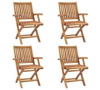 WDGJJFECNMUEHI 4 Pcs Folding Teak Wood Garden Chairs Set, Solid Teak Outdoor Furniture for Patio, Balcony, Cafe, Weatherproof & Space Saving Foldable Dining Chairs