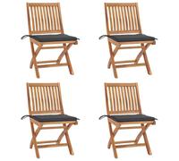 WDGJJFECNMUEHI 4 Pcs Folding Teak Wood Garden Chairs with Cushions, Outdoor Patio Furniture Set for Home, Cafe, Foldable Weather-Resistant Dining Chairs with Comfortable Seat Cushions