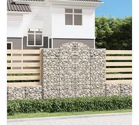 WDGJJFECNMUEHI 4 Pcs Galvanized Steel Gabion Baskets 200x50x180/200cm, Heavy Duty Arc Garden Fence for Windbreak, Decorative Rock Wall, Outdoor Patio & Yard Landscaping