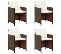 WDGJJFECNMUEHI 4 Pcs Garden Chairs with Cushions, Brown PE Rattan Outdoor Dining Chairs, Patio Furniture Set with Seat & Back Cushions, Weather-Resistant Steel Frame for Terrace, Balcony, Backyard