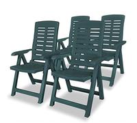 WDGJJFECNMUEHI 4 Pcs Green Plastic Reclining Garden Chairs, Foldable Outdoor Patio Chairs with 4 Adjustable Positions, Weather-Resistant & Space-Saving for Backyard, Poolside