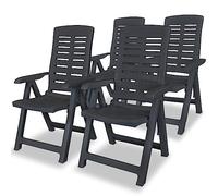 WDGJJFECNMUEHI 4 Pcs Reclining Garden Chairs in Anthracite Plastic, Foldable Outdoor Patio Furniture Set with 4 Adjustable Positions, Waterproof & Weather Resistant for Backyard, Poolside