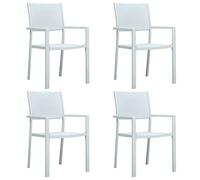 WDGJJFECNMUEHI 4 Pcs White Plastic Garden Chairs Rattan Style Outdoor Patio Dining Set Weather-Resistant Lightweight Steel Frame for Terrace Backyard