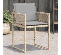 WDGJJFECNMUEHI 4-Piece Outdoor Garden Chairs with Cushions, Beige PE Rattan Furniture Set, Foldable Backrest, Weather-Resistant Patio Seating for Terrace, Poolside, Comfortable Lounge Chairs