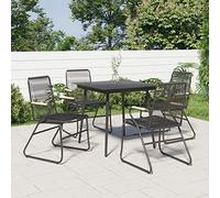 WDGJJFECNMUEHI 4pz Garden Chairs Black 58x59x85.5 cm PVC Rattan Outdoor Furniture Set for Patio Terrace Backyard Durable Steel Frame Comfortable Seating