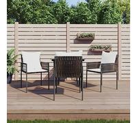 WDGJJFECNMUEHI 4pz Garden Chairs with Cushions Brown 54x61x83cm PE Rattan Outdoor Furniture Set for Patio Terrace Comfortable Durable Steel Frame Weatherproof