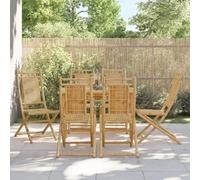 WDGJJFECNMUEHI 6 Pack Bamboo Folding Garden Chairs Outdoor Patio Dining Set 46x66x99 cm Lightweight Comfortable Waterproof Natural Finish for Backyard Balcony