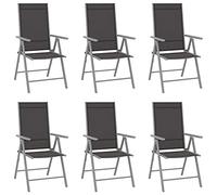 WDGJJFECNMUEHI 6 Pack Foldable Garden Chairs with Textilene Seat, Adjustable Backrest in 7 Positions, Lightweight Aluminum Frame for Patio, Camping, Beach, Outdoor Relaxation with Friends & Family