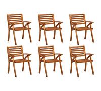 WDGJJFECNMUEHI 6 Pcs Acacia Solid Wood Garden Chairs Set, Outdoor Patio Dining Chairs with Armrests, Weather-Resistant Oil Finish, Sturdy Slat Design for Backyard, Terrace, Restaurant