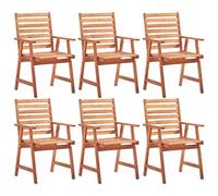 WDGJJFECNMUEHI 6 Pcs Acacia Solid Wood Outdoor Dining Chairs, Weather-Resistant Patio Garden Furniture Set with Slatted Design, Easy Assembly & Oil Finish