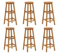 WDGJJFECNMUEHI 6 Pcs Acacia Wood Bar Stools Set, Solid Wood High Stools for Kitchen Island, Outdoor Patio, Rustic Pub Style, 34x34x76cm, 110kg Capacity, Easy Assembly