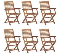 WDGJJFECNMUEHI 6 Pcs Folding Garden Chairs Solid Acacia Wood Outdoor Patio Dining Set for Terrace Backyard Foldable Weather-Resistant Furniture