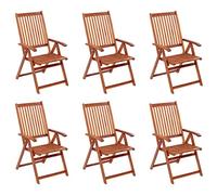 WDGJJFECNMUEHI 6 Pcs Folding Garden Chairs Solid Acacia Wood Vintage Style Outdoor Dining Patio Terrace Foldable Seating Furniture with 5 Adjustable Positions