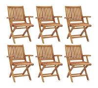 WDGJJFECNMUEHI 6 Pcs Folding Teak Wood Garden Chairs, Solid Teak Outdoor Dining Chairs for Patio, Cafe, Restaurant, Weatherproof & Space Saving Foldable Chairs