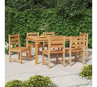 WDGJJFECNMUEHI 6 Pcs Teak Solid Wood Garden Chairs, Outdoor Patio Dining Furniture Set, Weather-Resistant Comfortable Seating for Terrace, Backyard, Poolside