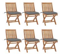 WDGJJFECNMUEHI 6 PCS Teak Wood Folding Garden Chairs with Cushions, Outdoor Patio Dining Set for Home, Cafe, Weather-Resistant & Space-Saving Furniture