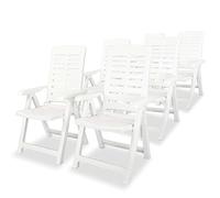 WDGJJFECNMUEHI 6 Pcs White Plastic Reclining Garden Chairs, Foldable Outdoor Patio Furniture Set with 4 Adjustable Positions, Weather-Resistant & Space-Saving Design for Backyard, Poolside