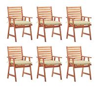 WDGJJFECNMUEHI 6-Piece Acacia Wood Outdoor Dining Chairs with Cushions, Weather-Resistant Patio Garden Furniture Set, Rustic Design for Terrace, Backyard, Comfortable Seating