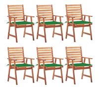 WDGJJFECNMUEHI 6-Piece Outdoor Dining Chairs with Cushions, Acacia Solid Wood Patio Furniture Set for Garden, Terrace, Weather-Resistant Design with Waterproof Seat Covers, Rustic Style