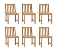 WDGJJFECNMUEHI 6-Piece Teak Wood Garden Chairs Set with Cushions, Outdoor Patio Furniture for Backyard, Terrace, Weather-Resistant Solid Wood Dining Seating