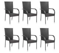 WDGJJFECNMUEHI 6 Stackable Outdoor Chairs in Brown Polyrattan for Garden Patio Terrace, Waterproof PE Rattan with Powder Coated Steel Frame, Lightweight Space Saving Design, Max Load 110kg