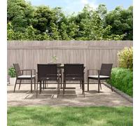 WDGJJFECNMUEHI 6pz Brown Garden Chairs with Cushions, Outdoor Dining Set, Weather-Resistant Polyrattan & Steel Frame, Comfortable Patio Seating 56.5x57x83cm for Terrace, Backyard