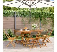 WDGJJFECNMUEHI 6pz Folding Garden Chairs Acacia Solid Wood Gray Outdoor Patio Balcony Furniture Set with Armrests 110kg Capacity Easy Storage