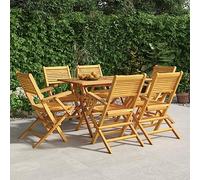 WDGJJFECNMUEHI 6pz Folding Garden Chairs Teak Wood Outdoor Furniture Set for Patio Balcony Poolside Comfortable Foldable Lounge Chairs 55x62x90cm