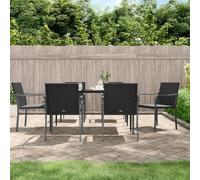 WDGJJFECNMUEHI 6pz Garden Chairs with Cushions Black 56x59x84cm Outdoor Patio Furniture Set in Polyrattan PE for Terrace Backyard Dining Comfortable Durable Steel Frame