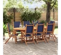 WDGJJFECNMUEHI 8 Pack Folding Garden Chairs Acacia Solid Wood and Textilene, Outdoor Patio Furniture for Garden Terrace Balcony, Adjustable Backrest, Waterproof UV Resistant, Max Load 110kg per Seat