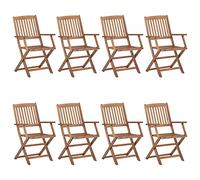 WDGJJFECNMUEHI 8 Pcs Acacia Solid Wood Folding Chairs for Outdoor Garden Patio Terrace, Weather-Resistant Dining Chairs with Oil Finish, Space-Saving Foldable Design, Supports 110kg