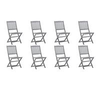 WDGJJFECNMUEHI 8 PCS Acacia Wood Folding Garden Chairs Outdoor Patio Dining Set Weather-Resistant Gray Washed Finish Space-Saving Foldable Design for Terrace Backyard