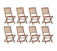 WDGJJFECNMUEHI 8 PCS Acacia Wood Folding Garden Chairs Outdoor Patio Dining Set Weather-Resistant Space-Saving Design for Terrace Backyard