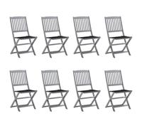 WDGJJFECNMUEHI 8 PCS Acacia Wood Folding Garden Chairs with Cushions, Outdoor Patio Dining Set for Terrace, Foldable Weather-Resistant Furniture with Comfortable Seat Covers