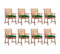 WDGJJFECNMUEHI 8 Pcs Acacia Wood Outdoor Dining Chairs with Cushions, Waterproof Patio Garden Furniture Set, Rustic Design Weather-Resistant Seating for Terrace, Backyard