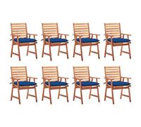 WDGJJFECNMUEHI 8 Pcs Acacia Wood Outdoor Dining Chairs with Cushions, Waterproof Seat Covers, Rustic Garden Patio Furniture Set for Terrace, Backyard, Poolside