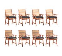 WDGJJFECNMUEHI 8 Pcs Acacia Wood Outdoor Dining Chairs with Cushions, Weather-Resistant Patio Garden Furniture Set, Waterproof Seat Cushions, Rustic Design for Terrace Backyard
